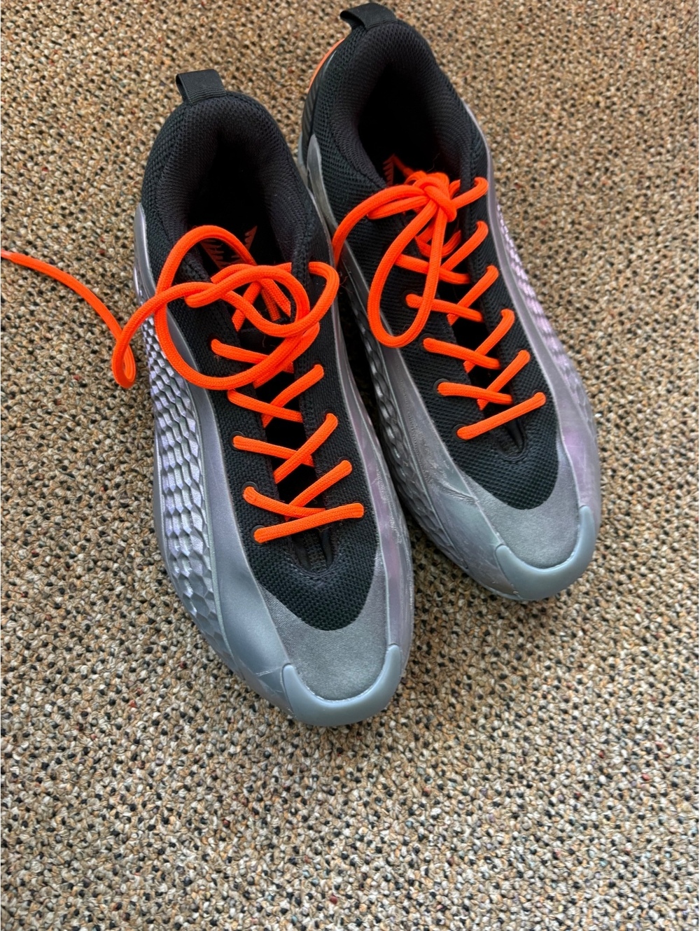 Adidas Harden Vol. 5 Basketball Shoes - Gray and Black with Orange Laces